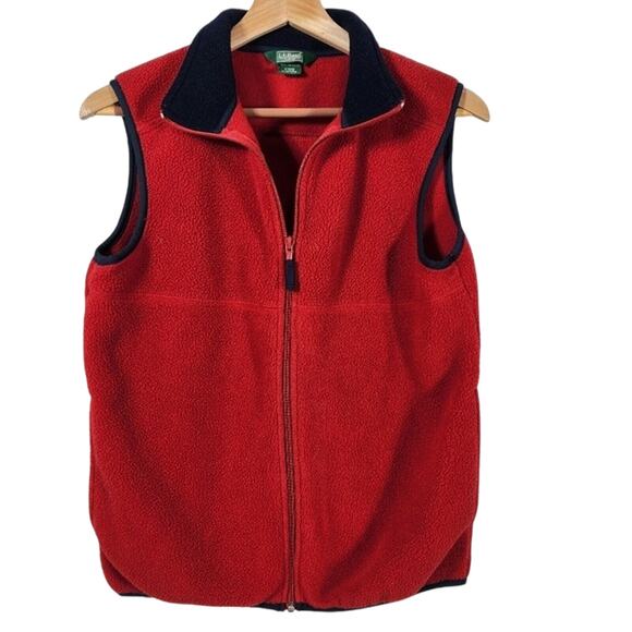 Red Full Zip L.L. Bean Fleece Vest Size Large (14/16) - Picture 1 of 5
